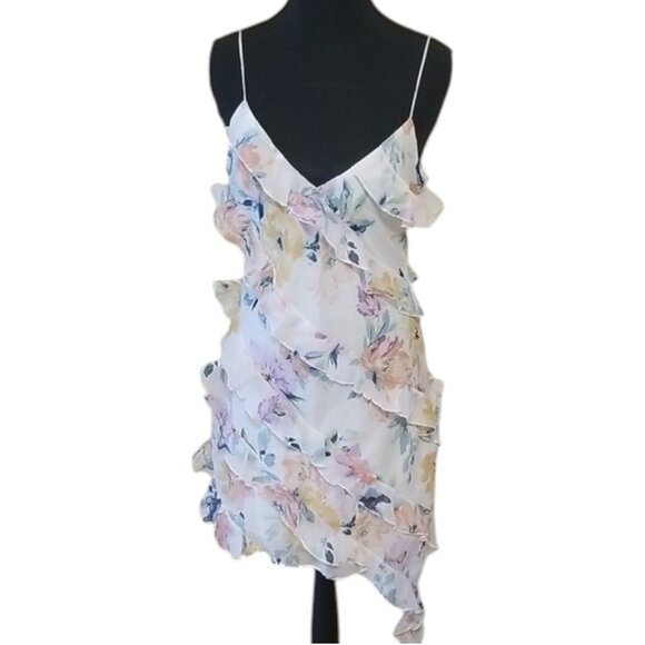 NWT Abercrombie & Fitch All-Over Floral Ruffle Mini Slip Dress Romantic Fairy S - Picture 1 of 16